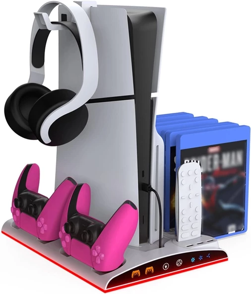 Hepu TP5-3570 PS5 Soğutucu Şarj Standı | DualSense Şarj RGB Işık 3 Fan Hızlı Dock İstasyonu - 3