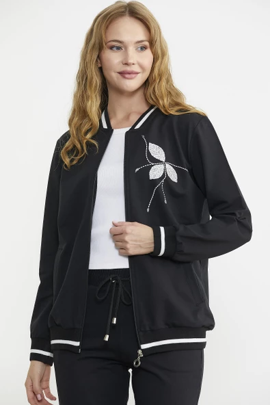 Fermuarlı Triko Kombinli Eşofman Takım - Siyah - Resim 2