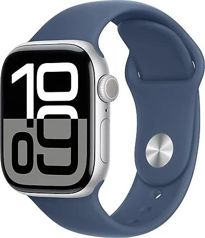 Apple Watch Series 10 GPS 42mm Gümüş Rengi Alüminyum Kasa ve Kot Rengi Spor Kordon Akıllı Saat