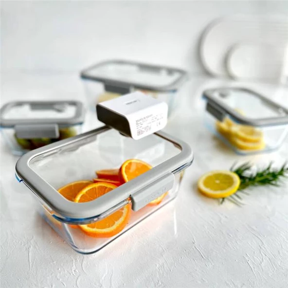 Neoflam Fika Glace Vakumlu Cam Saklama Kabı Seti Gri 5 Parça - 3