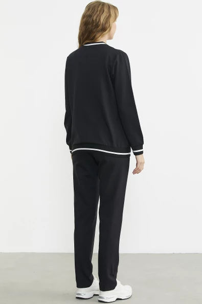 Fermuarlı Triko Kombinli Eşofman Takım - Siyah - Resim 6