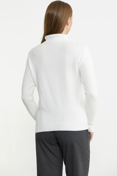 Metal Düğme Detaylı Triko Kazak - Kemik - 6