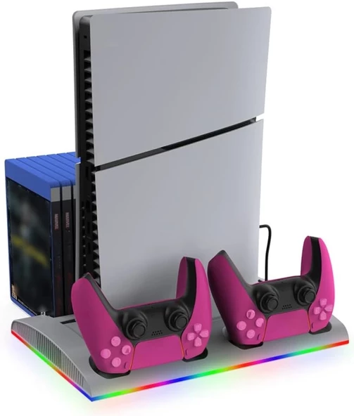 PS5 Slim Fanlı RGB Stand Şarj Dock Playstation 5 Slim TP5-3570