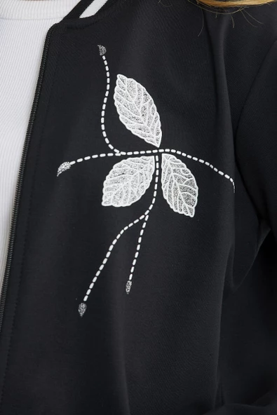 Fermuarlı Triko Kombinli Eşofman Takım - Siyah - Resim 5