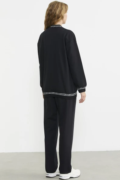 Ribanalı Tunik Eşofman Takım - Siyah - 6