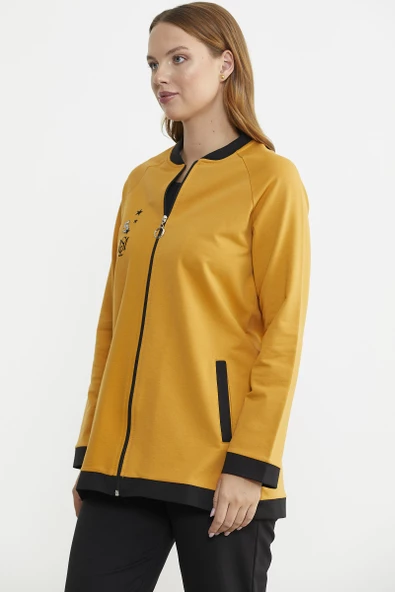 Renk Kombinli Tunik Eşofman Takım - Hardal - Resim 5