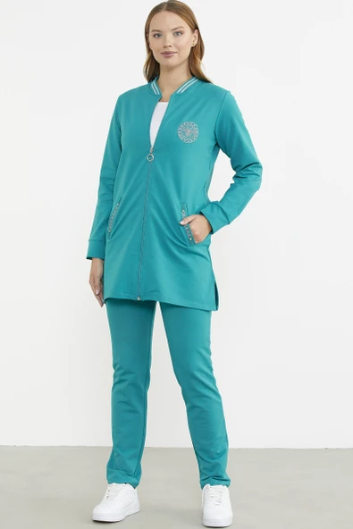 Marine Detaylı Tunik Eşofman Takım - Petrol ürün görseli 1