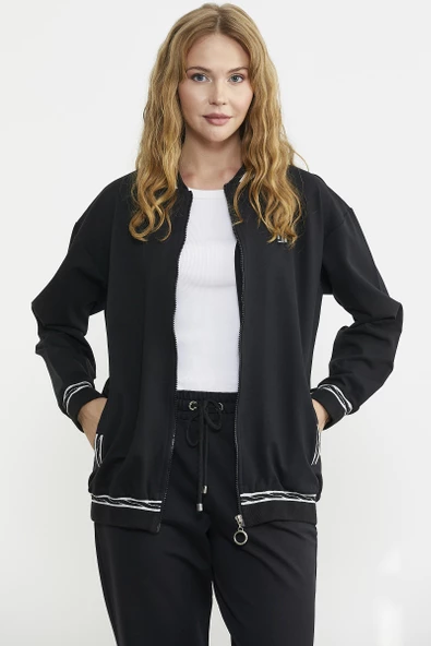 Ribanalı Tunik Eşofman Takım - Siyah - 3