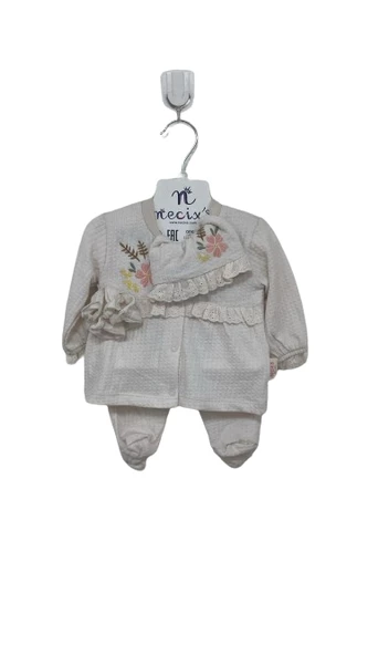 uğurböceğiçocuk 5'li Kız Bebek Zıbın Set Çiçek Nakışlı 241164 - 7