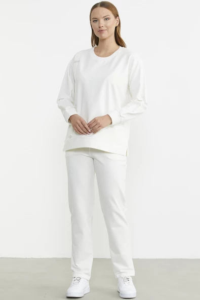 Taş Detaylı Sıfır Yaka  Eşofman Takım - Ekru ürün görseli 1