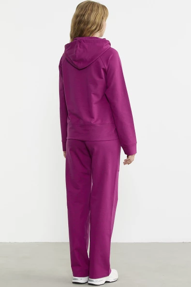 Kapüşonlu Oversize Eşofman Takım - Fuşya - Resim 6