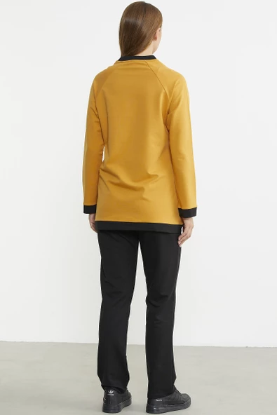 Renk Kombinli Tunik Eşofman Takım - Hardal - Resim 6