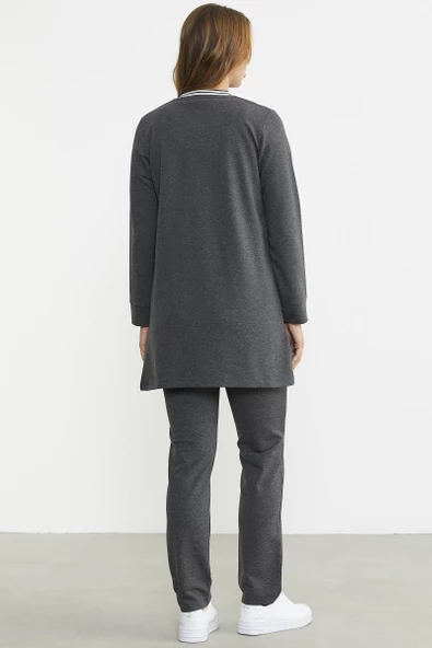 Marine Detaylı Tunik Eşofman Takım - Antrasit - Resim 6