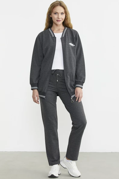 Fermuarlı  Örme Kombinli Eşofman Takım - Antrasit ürün görseli