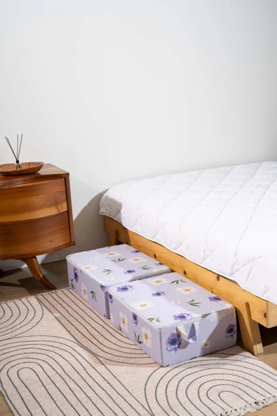 Rivaİstanbul Kır Çiçekleri Desenli Fermuarlı 6'lı Hurç Seti Bazaaltı Ve Çekyat Hurç - Resim 2