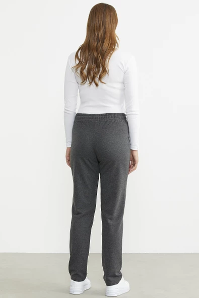 Dar Paça Beli İpli Eşofman Altı - Antrasit - Resim 6