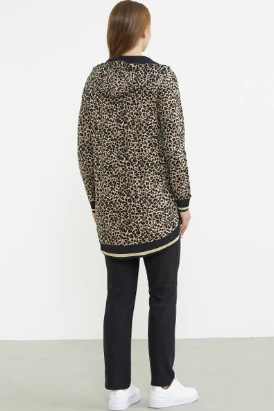 Rahat Kalıp Leopar Kombinli Takım - Kahve - Resim 6