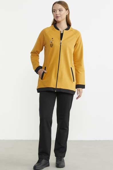 Renk Kombinli Tunik Eşofman Takım - Hardal - Resim 2