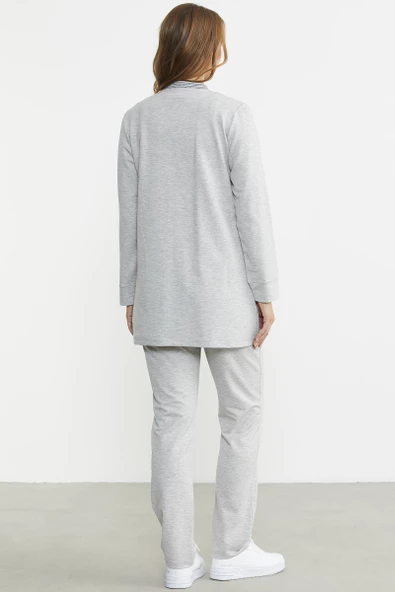 Marine Detaylı Tunik Eşofman Takım - Gri - Resim 6