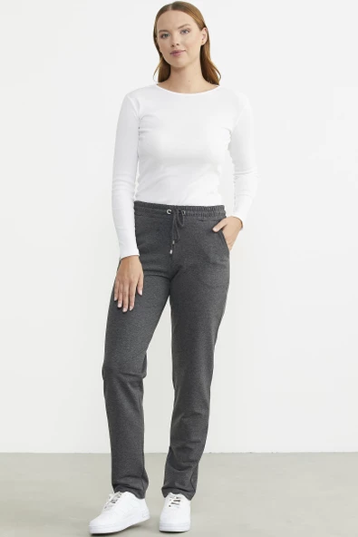 Dar Paça Beli İpli Eşofman Altı - Antrasit - Resim 2