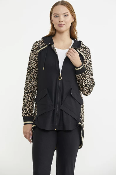 Rahat Kalıp Leopar Kombinli Takım - Kahve - Resim 2