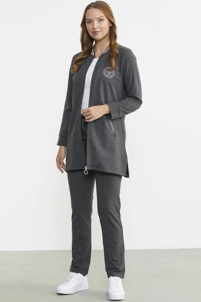Marine Detaylı Tunik Eşofman Takım - Antrasit - Resim 2