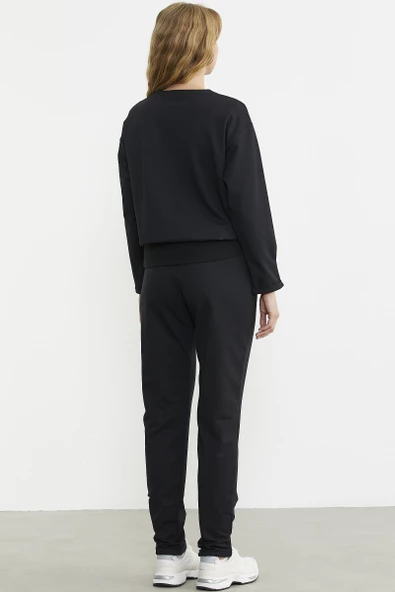Omuz Düğme Detaylı Eşofman Takım - Siyah - Resim 6