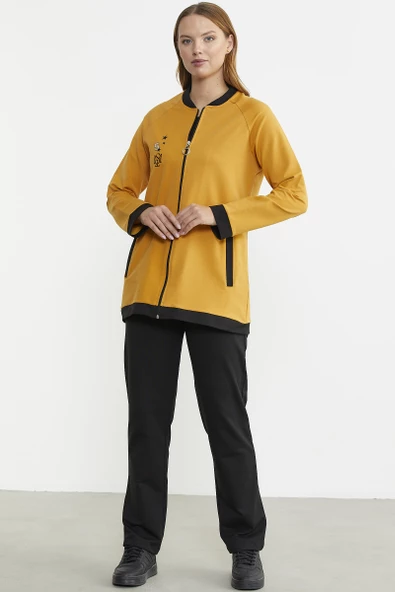 Renk Kombinli Tunik Eşofman Takım - Hardal - Resim 3