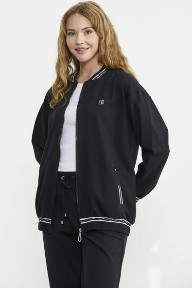 Ribanalı Tunik Eşofman Takım - Siyah - 5