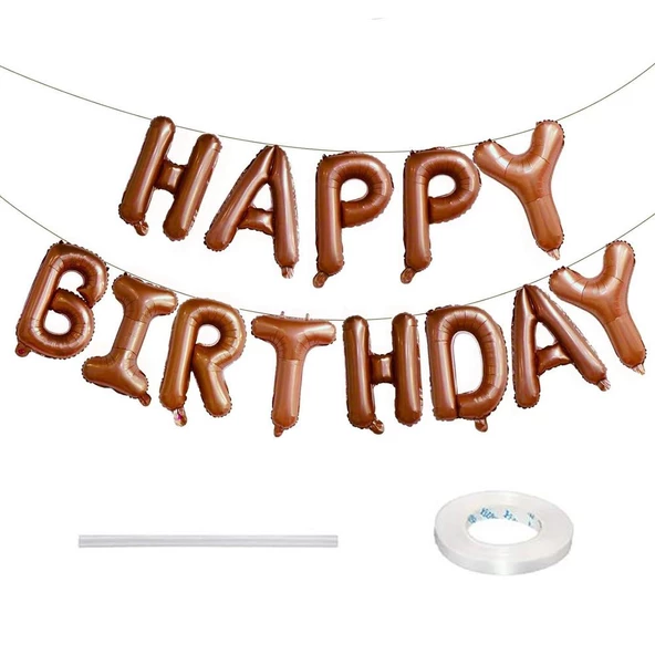 Çikolata Kahve Happy Birthday Folyo Balon Seti - 3