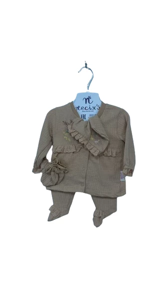 uğurböceğiçocuk 5'li Kız Bebek Zıbın Set Çiçek Nakışlı 241164 - 6