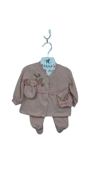 uğurböceğiçocuk 5'li Kız Bebek Zıbın Set Çiçek Nakışlı 241164 - 3