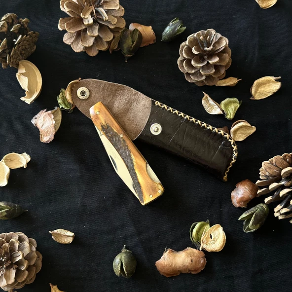 Sürmene El Yapımı Geyik Boynuzundan Çelik çakı SRM1006 - 3