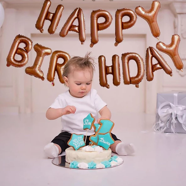 Çikolata Kahve Happy Birthday Folyo Balon Seti - 2