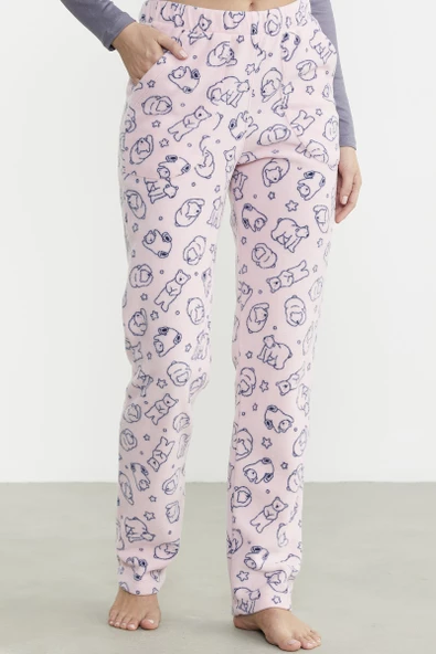 Polar Desenli Kışlık Tek Alt - Pembe - 3