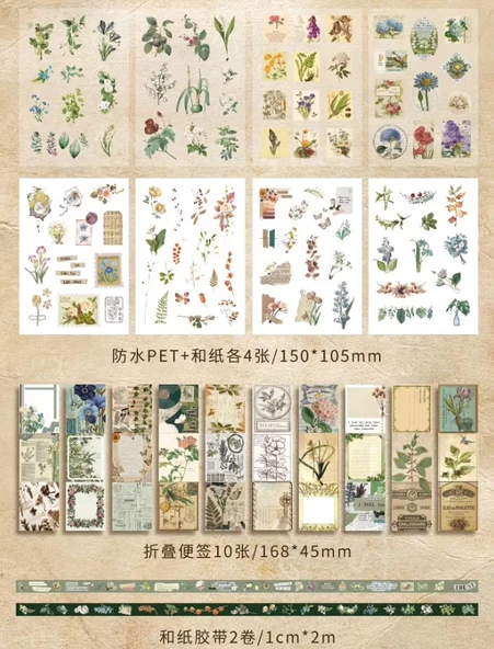 Scrapbooking Sticker - Defter - Journal Set - Vintage Defter Yapım Seti- Yeşil - 3