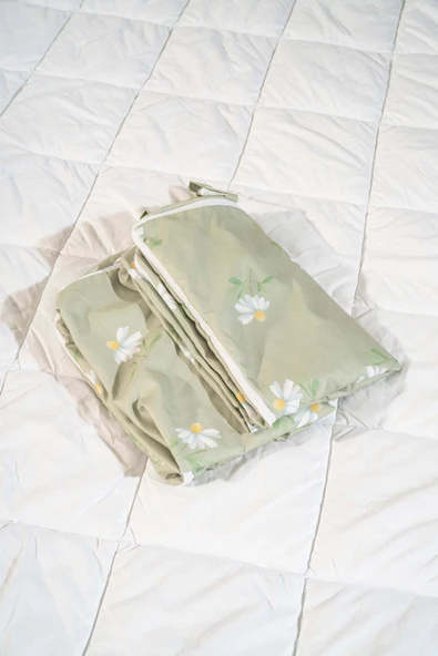 Rivaİstanbul Yeşil Papatya Desenli Fermuarlı 6'lı Hurç Seti Bazaaltı Ve Çekyat Hurç - Resim 5