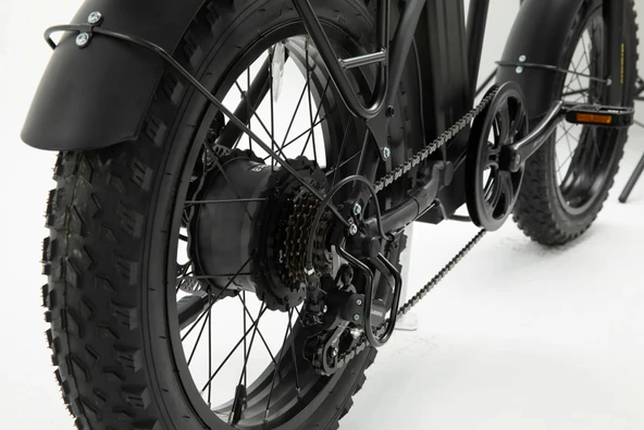 Bisan E-Folding F2 Shimano 7 Vites Disk Fren 20 Jant Elektrikli Katlanır Bisiklet Siyah Sarı - 5
