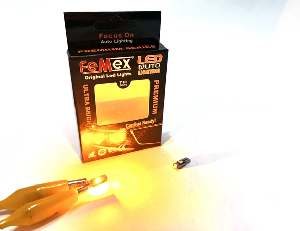 FEMEX PREMİUM 10'LU T5 LED 3030 CHİPSET 3SMD MİNİ TURUNCU LED AMPUL - 2