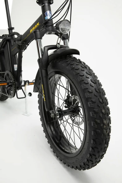 Bisan E-Folding F2 Shimano 7 Vites Disk Fren 20 Jant Elektrikli Katlanır Bisiklet Siyah Sarı - 3