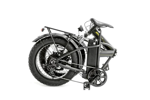 Bisan E-Folding F2 Shimano 7 Vites Disk Fren 20 Jant Elektrikli Katlanır Bisiklet Siyah Sarı - 6