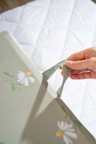 Rivaİstanbul Yeşil Papatya Desenli Fermuarlı 6'lı Hurç Seti Bazaaltı Ve Çekyat Hurç - Resim 7