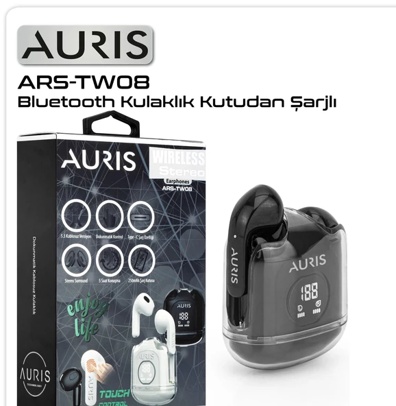 Kulaklık Bluetooth Auris ARS-TW08 Siyah