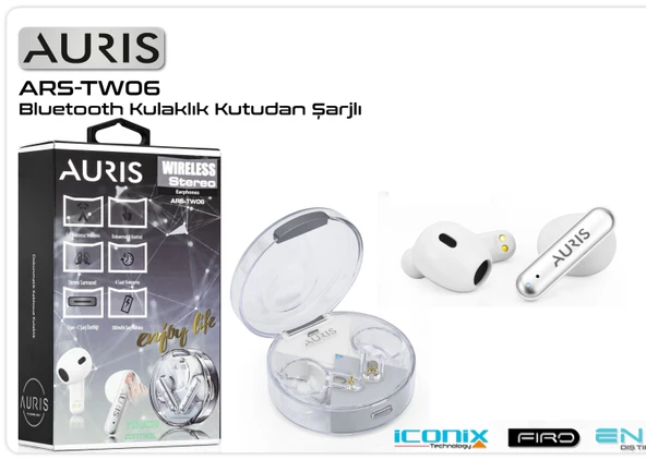 Kulaklık Bluetooth Auris ARS-TW06 Beyaz