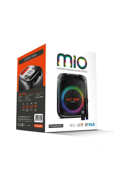 Powerway MIO Taşınabilir Mikrofonlu 40 W Parti Karaoke Kumandalı Bluetooth Hoparlör Led Işıklı - 7