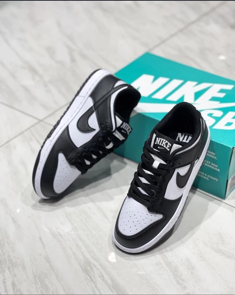 Nike dunk siyah beyaz ünisex spor ayakkabı - 2