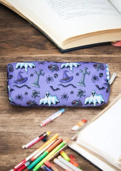 Cadılar Bayramı Hayalet Temalı Tatlı Kalemlik - Okul Kalemliği-Makyaj Çantası - 3