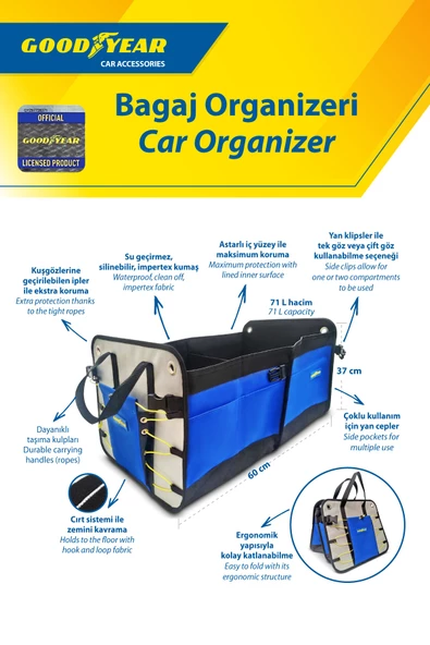 Oto Bagaj Organizer 60 X 37 Cm - 71 L - 4