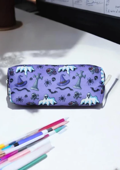Cadılar Bayramı Hayalet Temalı Tatlı Kalemlik - Okul Kalemliği-Makyaj Çantası - 4