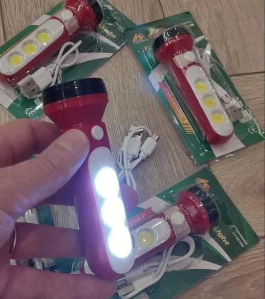Ultra Güçlü Usb Şarjlı Mavi El Feneri Kamp Feneri Avcılık Feneri - 2